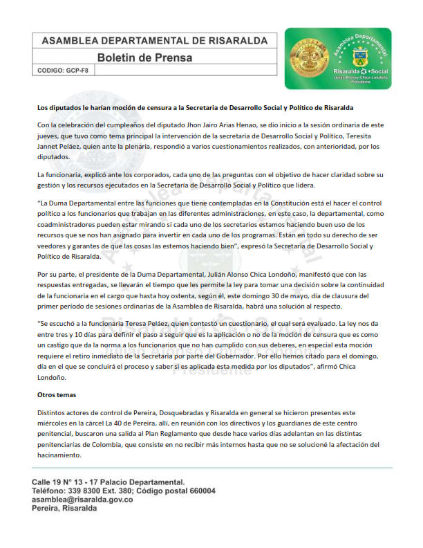 27 de abril Boletin 001