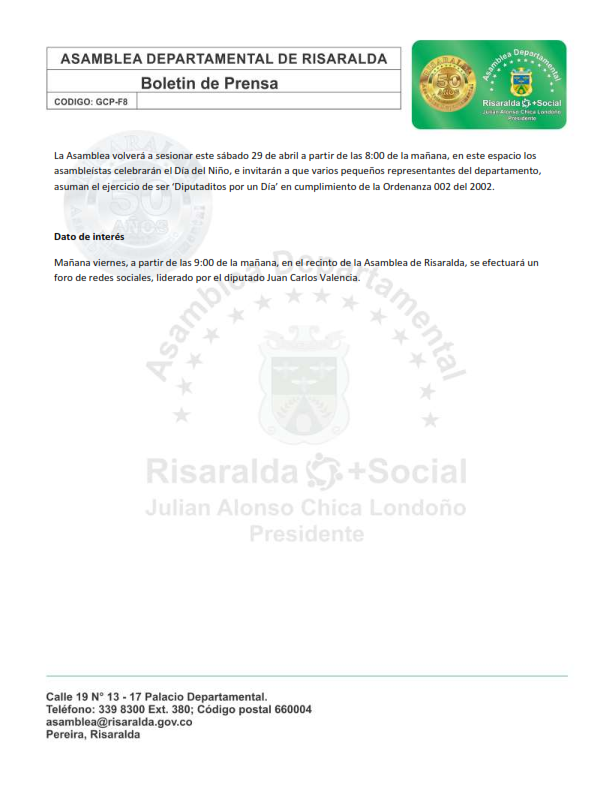 27 de abril Boletin 003