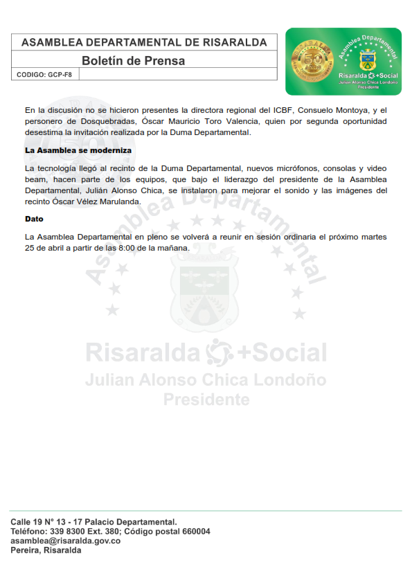 Boletín Asamblea de Risaralda 20 de abril de 2017 003