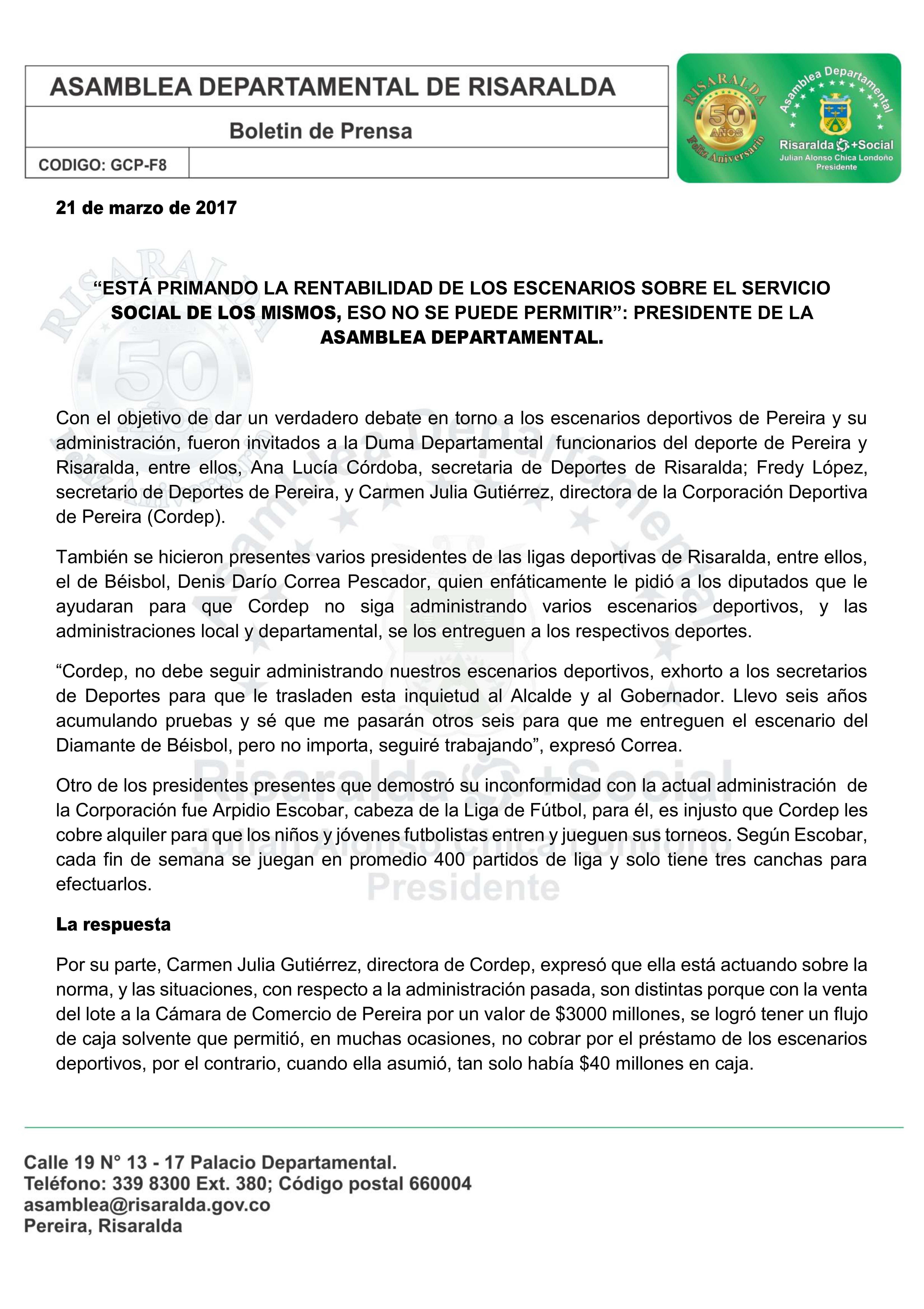 Boletín de Prensa 21 de marzo Asamblea Departamental 001